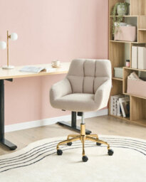 Beliani Desk Chair Palmdale Boucle Light Beige - thumbnail 2