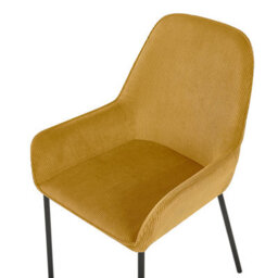 Beliani Set Of 2 Dining Chairs Loverna Corduroy Mustard - thumbnail 7