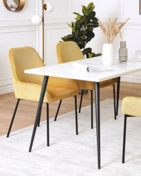 Beliani Set Of 2 Dining Chairs Loverna Corduroy Mustard - thumbnail 2