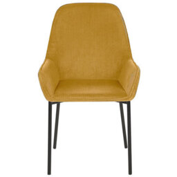 Beliani Set Of 2 Dining Chairs Loverna Corduroy Mustard - thumbnail 5