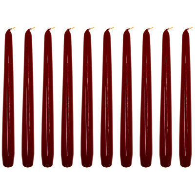 "SolaDirect Tapered Dinner Candles, Pack Of 10, Unscented, Long Burning Time, 24 Cm / 19.45"" (Burgundy, Varnished)" - image 1