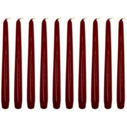 "SolaDirect Tapered Dinner Candles, Pack Of 10, Unscented, Long Burning Time, 24 Cm / 19.45"" (Burgundy, Varnished)"