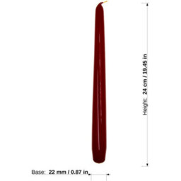 "SolaDirect Tapered Dinner Candles, Pack Of 10, Unscented, Long Burning Time, 24 Cm / 19.45"" (Burgundy, Varnished)" - thumbnail 3