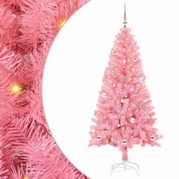 Vidaxl Christmas Tree With 150 Leds With Stand Pink 150 Cm Pvc - thumbnail 1