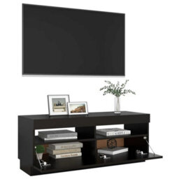 Berkfield Tv Cabinet With Led Lights Black 100X35X40 Cm - thumbnail 7