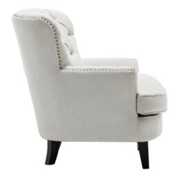 Darphe Classic Buttoned Back Linen Armchair With Wooden Legs - thumbnail 3