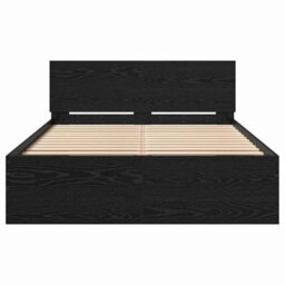 Berkfield Bed Frame With Headboard Black Oak 120 X 190 Cm Engineered Wood - thumbnail 6