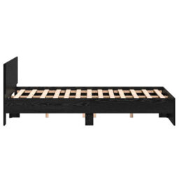 Berkfield Bed Frame With Headboard Black Oak 120 X 190 Cm Engineered Wood - thumbnail 7