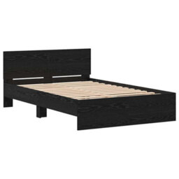 Berkfield Bed Frame With Headboard Black Oak 120 X 190 Cm Engineered Wood - thumbnail 2