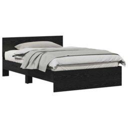 Berkfield Bed Frame With Headboard Black Oak 120 X 190 Cm Engineered Wood - thumbnail 3