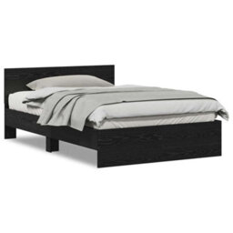 Berkfield Bed Frame With Headboard Black Oak 120 X 190 Cm Engineered Wood - thumbnail 4