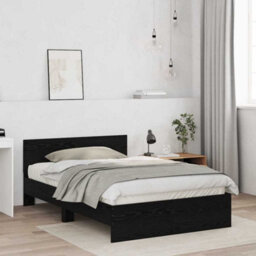Berkfield Bed Frame With Headboard Black Oak 120 X 190 Cm Engineered Wood - thumbnail 5