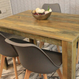 Kosy Koala Kitchen Dining Table With 4 Chairs Dining Table Room Set 4 Wooden Rustic Effect Table And 4 Grey Tulip Chairs Furniture - thumbnail 6