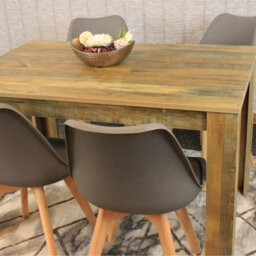 Kosy Koala Kitchen Dining Table With 4 Chairs Dining Table Room Set 4 Wooden Rustic Effect Table And 4 Grey Tulip Chairs Furniture - thumbnail 4