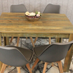 Kosy Koala Kitchen Dining Table With 4 Chairs Dining Table Room Set 4 Wooden Rustic Effect Table And 4 Grey Tulip Chairs Furniture - thumbnail 7