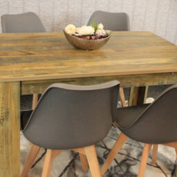 Kosy Koala Kitchen Dining Table With 4 Chairs Dining Table Room Set 4 Wooden Rustic Effect Table And 4 Grey Tulip Chairs Furniture - thumbnail 2