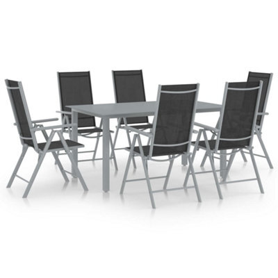 Berkfield 7 Piece Garden Dining Set Aluminium Silver And Black - image 1