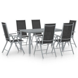 Berkfield 7 Piece Garden Dining Set Aluminium Silver And Black - thumbnail 1