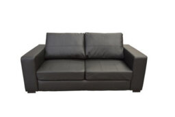 Melina 3 Seater Sofa - Faux Leather - Black - thumbnail 1