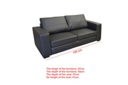 Melina 3 Seater Sofa - Faux Leather - Black - thumbnail 4