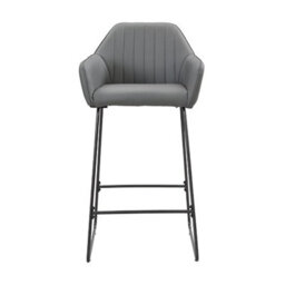 Furniture in Fashion Brooks Faux Leather Bar Chair In Grey With Anthracite Legs - thumbnail 2
