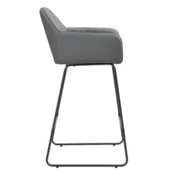 Furniture in Fashion Brooks Faux Leather Bar Chair In Grey With Anthracite Legs - thumbnail 3