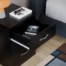 Lassic Vida Designs Riano Black 3 Drawer Bedside Chest (H)560mm (W)400mm (D)360mm - thumbnail 6