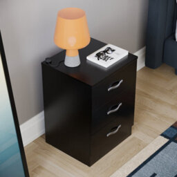 Lassic Vida Designs Riano Black 3 Drawer Bedside Chest (H)560mm (W)400mm (D)360mm - thumbnail 4