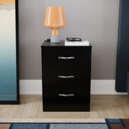 Lassic Vida Designs Riano Black 3 Drawer Bedside Chest (H)560mm (W)400mm (D)360mm - thumbnail 3