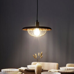 Wyld And Coco Pendant Lamp Gold-Brown Industrial Open Cage, W35 X D35 X H172Cm, Iron Frame, Clear Glass Finish - thumbnail 2