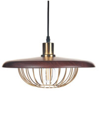 Wyld And Coco Pendant Lamp Gold-Brown Industrial Open Cage, W35 X D35 X H172Cm, Iron Frame, Clear Glass Finish - thumbnail 3