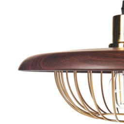 Wyld And Coco Pendant Lamp Gold-Brown Industrial Open Cage, W35 X D35 X H172Cm, Iron Frame, Clear Glass Finish - thumbnail 6