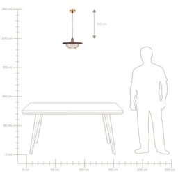 Wyld And Coco Pendant Lamp Gold-Brown Industrial Open Cage, W35 X D35 X H172Cm, Iron Frame, Clear Glass Finish - thumbnail 9