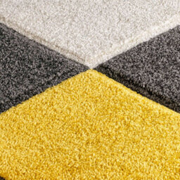 Modern Easy To Clean Geometric Yellow Rug For Dining Room-80Cm X 150Cm - thumbnail 2