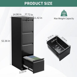 4 Drawer File Cabinet Metal Lockable Filing Storage Cabinets For Home Office - thumbnail 2