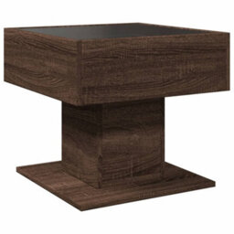 Berkfield Coffee Table With Led Brown Oak 50X50X45 Cm Engineered Wood - thumbnail 8