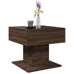 Berkfield Coffee Table With Led Brown Oak 50X50X45 Cm Engineered Wood - thumbnail 5