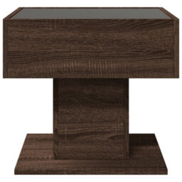 Berkfield Coffee Table With Led Brown Oak 50X50X45 Cm Engineered Wood - thumbnail 6