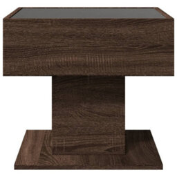 Berkfield Coffee Table With Led Brown Oak 50X50X45 Cm Engineered Wood - thumbnail 7