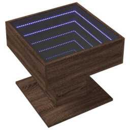 Berkfield Coffee Table With Led Brown Oak 50X50X45 Cm Engineered Wood - thumbnail 3
