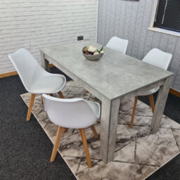 Dining Table With 4 Chairs, Dining Table Room Set 4, Kitchen Set Of 4, Grey Table, 4 White Tulip Chairs, Kosy Koala