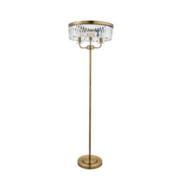 Luminosa Lighting Luminosa Ascoli Glass Floor Lamp Antique Brass Plate & Clear Cut Glass 3 X 6W Led E14 - thumbnail 6