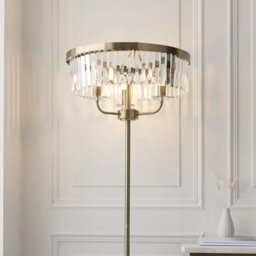Luminosa Lighting Luminosa Ascoli Glass Floor Lamp Antique Brass Plate & Clear Cut Glass 3 X 6W Led E14 - thumbnail 3