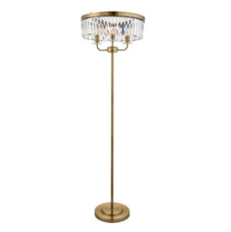 Luminosa Lighting Luminosa Ascoli Glass Floor Lamp Antique Brass Plate & Clear Cut Glass 3 X 6W Led E14