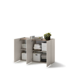 Arte Elegant Cashmere & Oak Sideboard H910mm W1360mm D420mm - Modern Design With 3 Doors & 4 Shelves - thumbnail 3