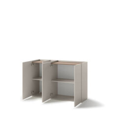 Arte Elegant Cashmere & Oak Sideboard H910mm W1360mm D420mm - Modern Design With 3 Doors & 4 Shelves - thumbnail 2