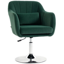 Homcom Retro Velvet Swivel Tub Chair With Steel Frame Dark Green - thumbnail 2