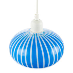 Happy Homewares Bright Royal Blue And White Striped Glass Pendant Lighting Shade - thumbnail 5
