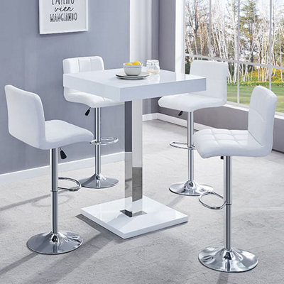 Furniture in Fashion Topaz White High Gloss Bar Table With 4 Coco White Stools - image 1