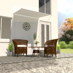 Walplus Retractable Awning Garden Sun Shade Canopy Gazebo For Back Door, Porch, Patio 150X150 Cm Cream - thumbnail 1